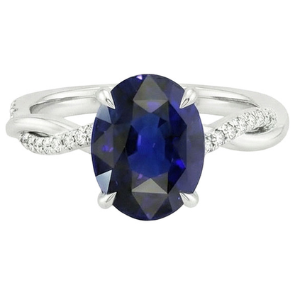 natural round sapphire 4.50ct ring close up detail