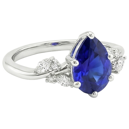 natural round sapphire 3.50ct ring top view