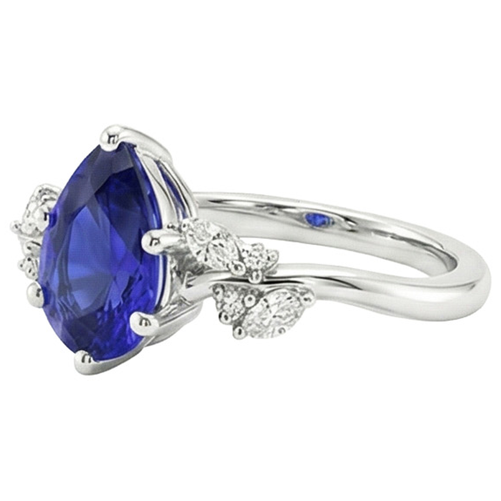 natural round sapphire 3.50ct ring profile view