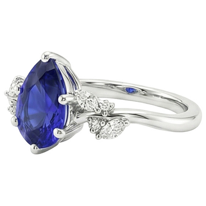 natural round sapphire 3.50ct ring profile view