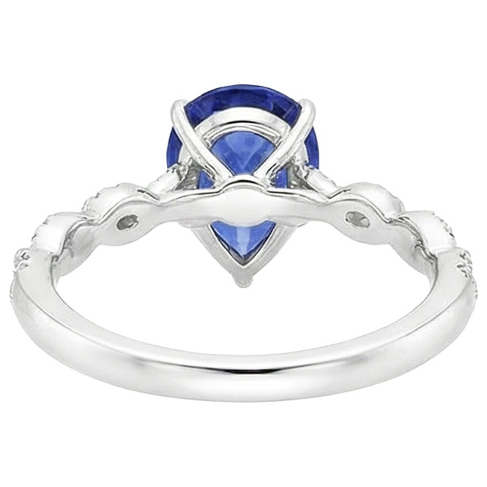 Solitaire Blue Sapphire Ring & Natural Earth Mined Diamond Accents 3.50 Carats
