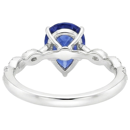 Solitaire Blue Sapphire Ring & Natural Earth Mined Diamond Accents 3.50 Carats