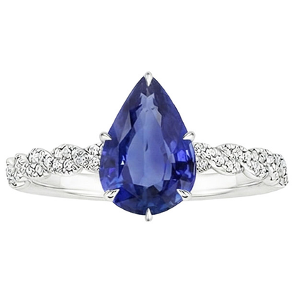 Solitaire Blue Sapphire Ring & Natural Earth Mined Diamond Accents 3.50 Carats