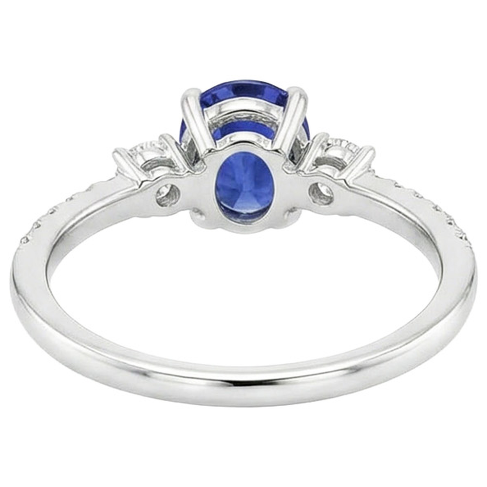 Solitaire Blue Sapphire & Round Natural Earth Mined Diamond Accents Ring 3.50 Carats