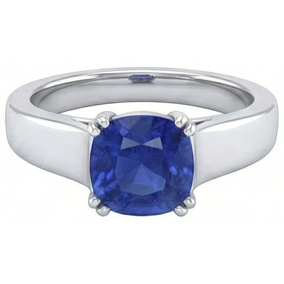 Natural Real ( Not Lab Grown )  Solitaire Ceylon Sapphire 1.80 Ct Wedding Ring White Gold