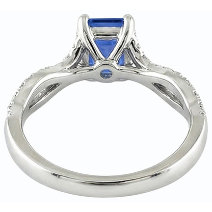 Solitaire Ceylon Sapphire Ring Twisted Style Natural Earth Mined Diamonds 2.50 Carats
