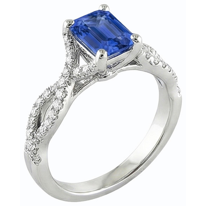 Solitaire Ceylon Sapphire Ring Twisted Style Natural Earth Mined Diamonds 2.50 Carats