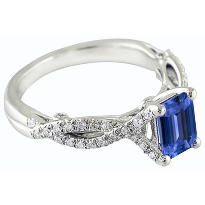 Solitaire Ceylon Sapphire Ring Twisted Style Natural Earth Mined Diamonds 2.50 Carats