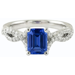 Solitaire Ceylon Sapphire Ring Twisted Style Natural Earth Mined Diamonds 2.50 Carats