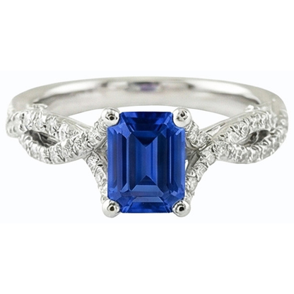 Solitaire Ceylon Sapphire Ring Twisted Style Natural Earth Mined Diamonds 2.50 Carats