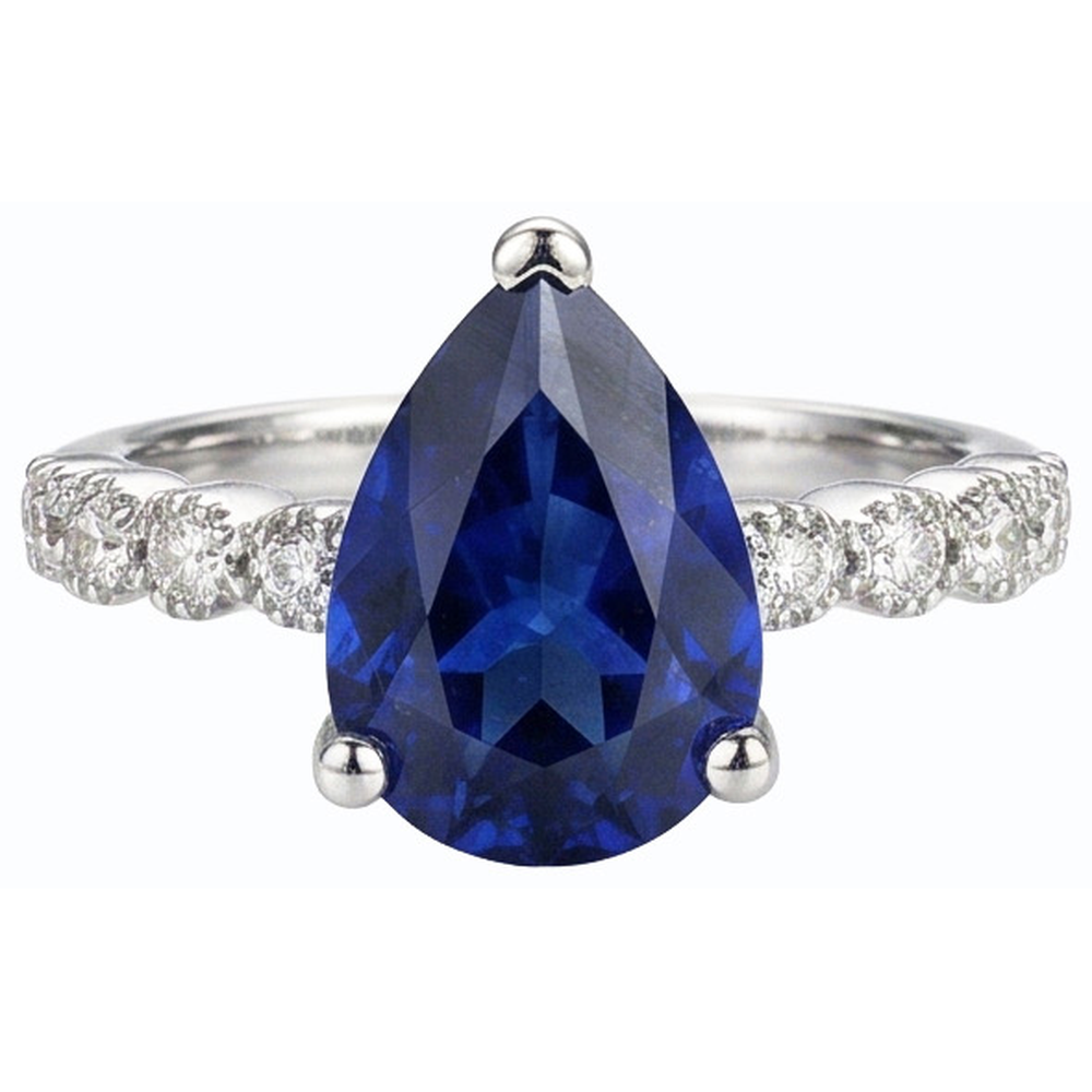 natural round sapphire 3.50ct ring side angle