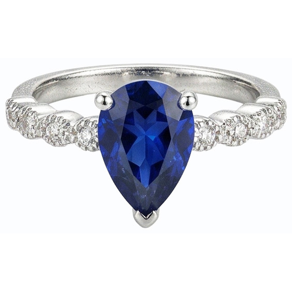 natural round sapphire 3.50ct ring top view