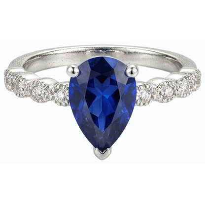 natural round sapphire 3.50ct ring top view