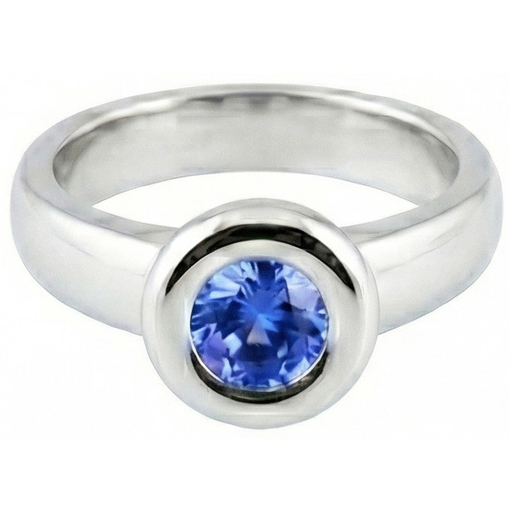 Natural Real ( Not Lab Grown )  Solitaire Ceylon Sapphire Round 1 Ct. Ring Gold Jewelry