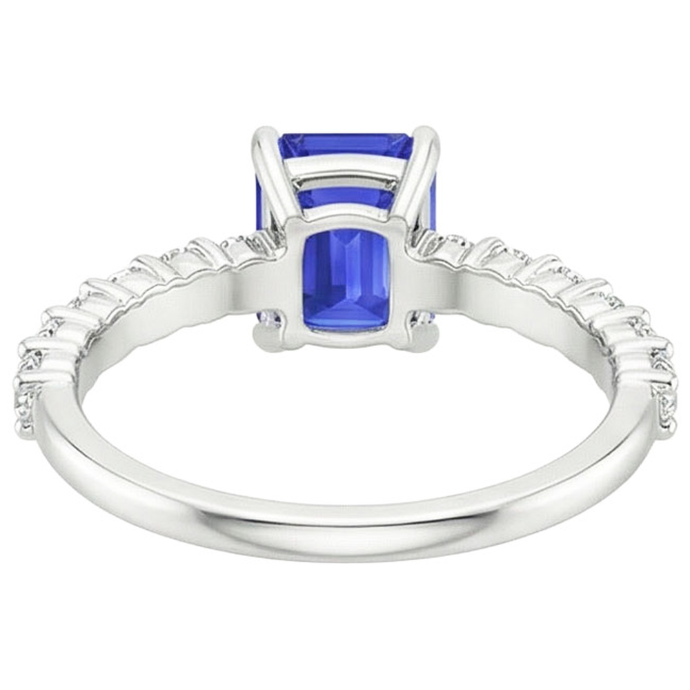 Solitaire Ceylon Sapphire With Accents Ring & Natural Earth Mined Diamonds 5 Carats