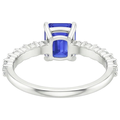 Solitaire Ceylon Sapphire With Accents Ring & Natural Earth Mined Diamonds 5 Carats