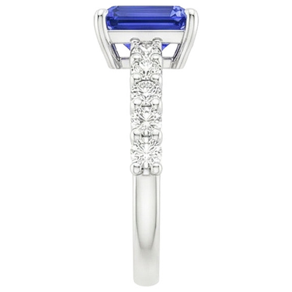Solitaire Ceylon Sapphire With Accents Ring & Natural Earth Mined Diamonds 5 Carats