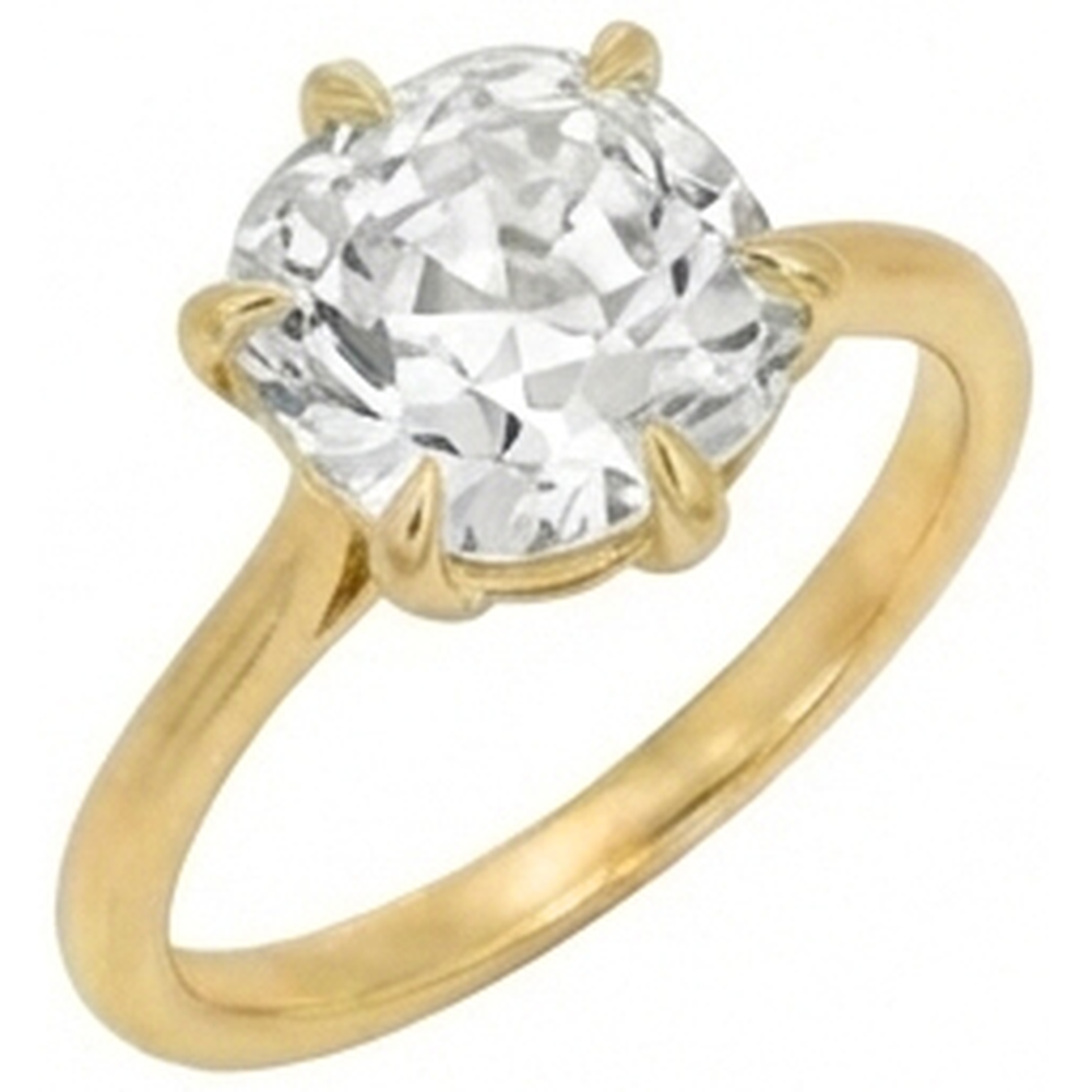 Solitaire Cushion Old Mine Cut Natural Earth Mined Diamond Ring 3.50 Carats Ladies Jewelry