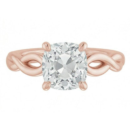 Solitaire Cushion Old Mine Cut Real Natural Earth Mined Diamond Ring Infinity Style 3 Carats