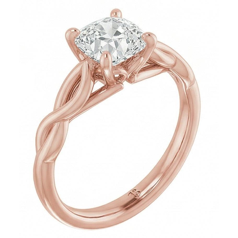 Solitaire Cushion Old Mine Cut Real Natural Earth Mined Diamond Ring Infinity Style 3 Carats