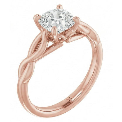 Solitaire Cushion Old Mine Cut Real Natural Earth Mined Diamond Ring Infinity Style 3 Carats