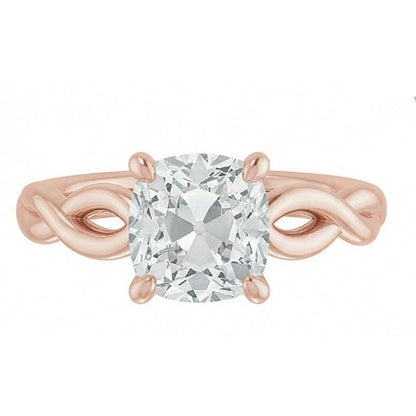 Solitaire Cushion Old Mine Cut Real Natural Earth Mined Diamond Ring Infinity Style 3 Carats