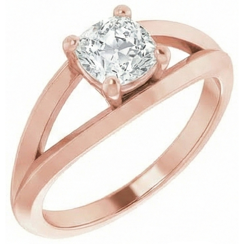 Solitaire Cushion Old Miner Real Natural Earth Mined Diamond Ring 3 Carats 4 Prong Split Shank