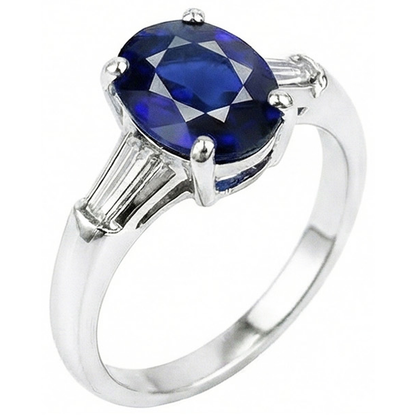 Natural Real ( Not Lab Grown )  Solitaire Deep Blue Sapphire Ring 2.50 Carats Ladies Jewelry