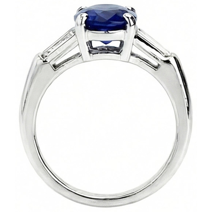 Natural Real ( Not Lab Grown )  Solitaire Deep Blue Sapphire Ring 2.50 Carats Ladies Jewelry
