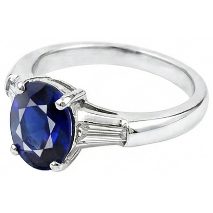 Natural Real ( Not Lab Grown )  Solitaire Deep Blue Sapphire Ring 2.50 Carats Ladies Jewelry