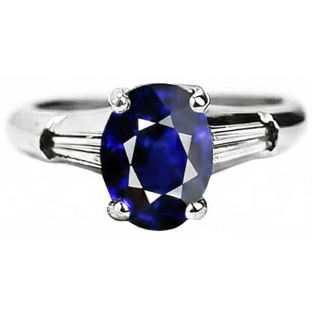 Natural Real ( Not Lab Grown )  Solitaire Deep Blue Sapphire Ring 2.50 Carats Ladies Jewelry