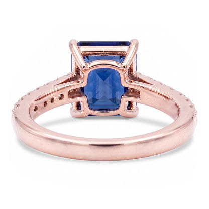 Solitaire Emerald Blue Sapphire Ring With Natural Earth Mined Diamond Accents 3 Carats