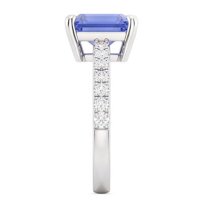 Solitaire Emerald Blue Sapphire Wedding Ring With Natural Earth Mined Diamond Accents 3 Carats