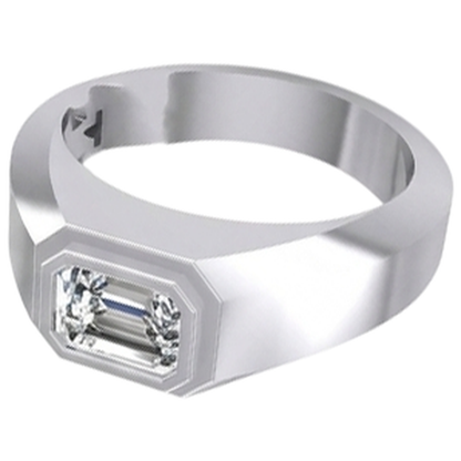 Solitaire Emerald Diamond Men's Ring 1 Carat Gold 10K
