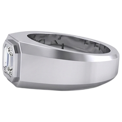 Solitaire Emerald Diamond Men's Ring 1 Carat Gold 10K