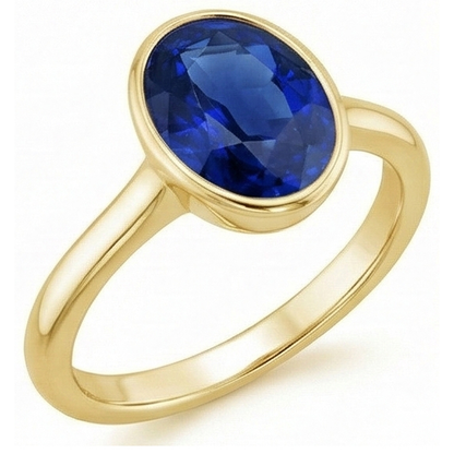 Natural Real ( Not Lab Grown )  Solitaire Engagement Ring Bezel Set Oval Ceylon Sapphire 2.50 Carats