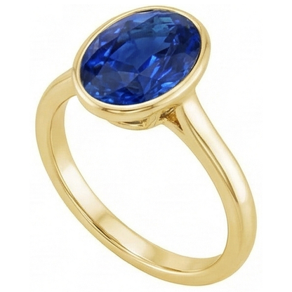 Natural Real ( Not Lab Grown )  Solitaire Engagement Ring Bezel Set Oval Ceylon Sapphire 2.50 Carats