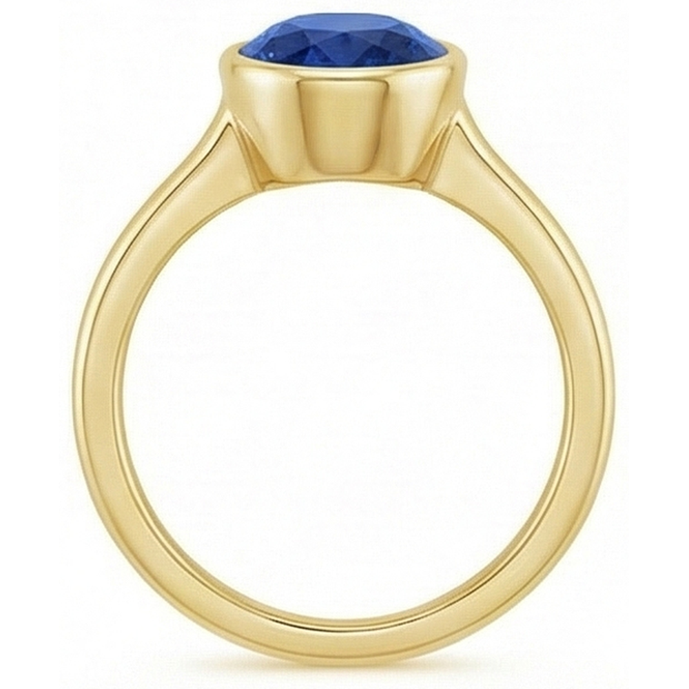 Natural Real ( Not Lab Grown )  Solitaire Engagement Ring Bezel Set Oval Ceylon Sapphire 2.50 Carats
