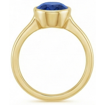 Natural Real ( Not Lab Grown )  Solitaire Engagement Ring Bezel Set Oval Ceylon Sapphire 2.50 Carats
