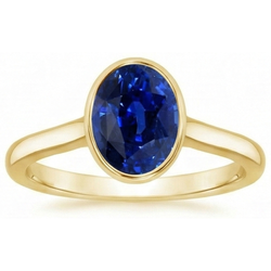 Natural Real ( Not Lab Grown )  Solitaire Engagement Ring Bezel Set Oval Ceylon Sapphire 2.50 Carats