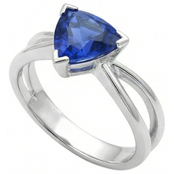 Natural Real ( Not Lab Grown )  Solitaire Engagement Ring Trillion Sapphire Gold Split Shank 1 Carat