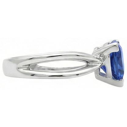 Natural Real ( Not Lab Grown )  Solitaire Engagement Ring Trillion Sapphire Gold Split Shank 1 Carat
