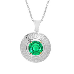 Solitaire Gemstone Pendant Unique Design Green Emerald Necklace