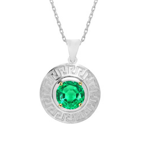 Solitaire Gemstone Pendant With Unique Design Green Emerald Necklace