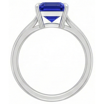 Natural Real ( Not Lab Grown )  Solitaire Gemstone Ring Asscher Blue Sapphire Prong Set 1.50 Carats