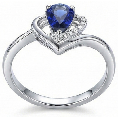Solitaire Gemstone Ring With Natural Earth Mined Diamond Accents Blue Sapphire 2.50 Carats