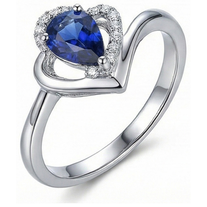 Solitaire Gemstone Ring With Natural Earth Mined Diamond Accents Blue Sapphire 2.50 Carats