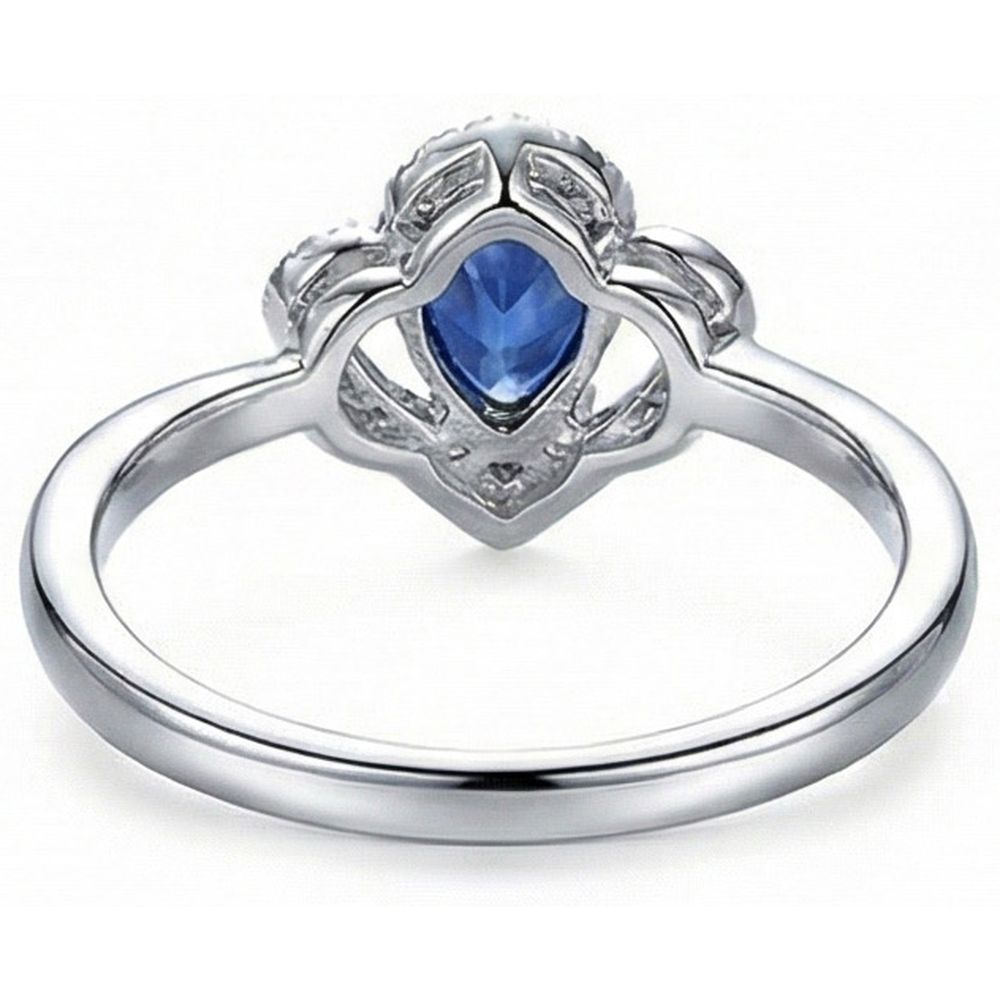 Solitaire Gemstone Ring With Natural Earth Mined Diamond Accents Blue Sapphire 2.50 Carats