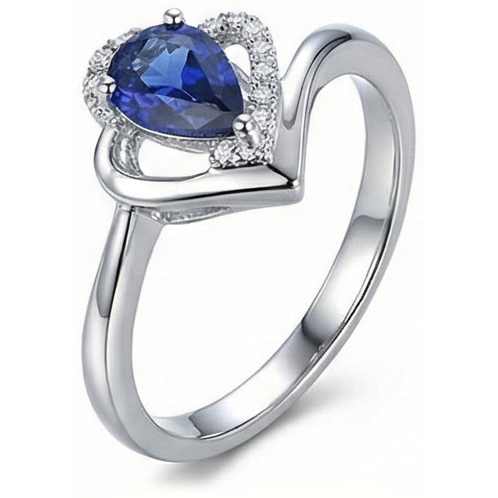 Solitaire Gemstone Ring With Natural Earth Mined Diamond Accents Blue Sapphire 2.50 Carats