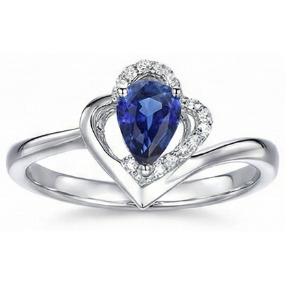 Solitaire Gemstone Ring With Natural Earth Mined Diamond Accents Blue Sapphire 2.50 Carats